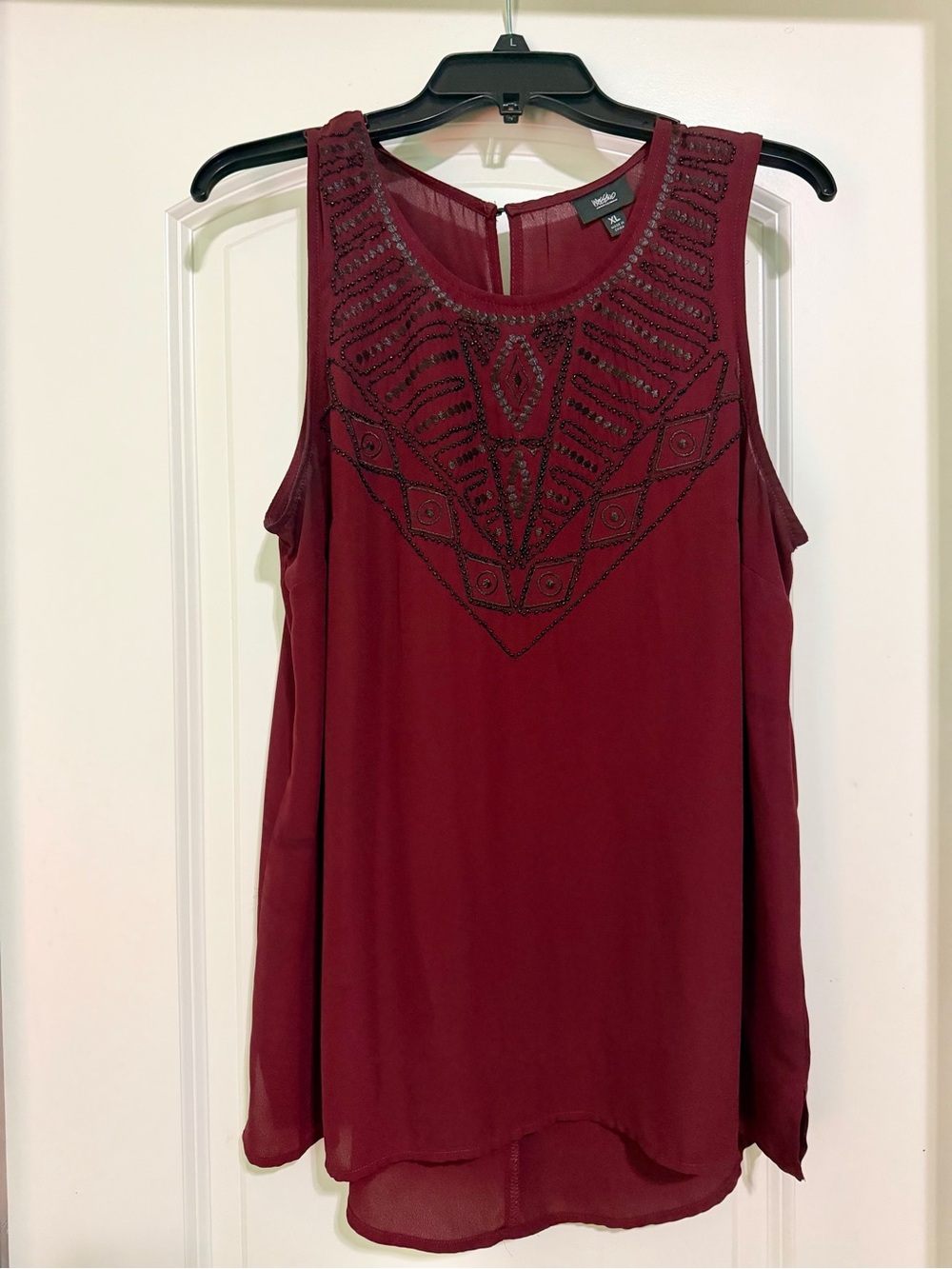 Wine Sleeveless Beaded Camisole